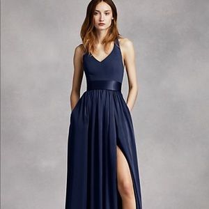 V Neck Halter Gown with Sash
WHITE BY VERA WANG